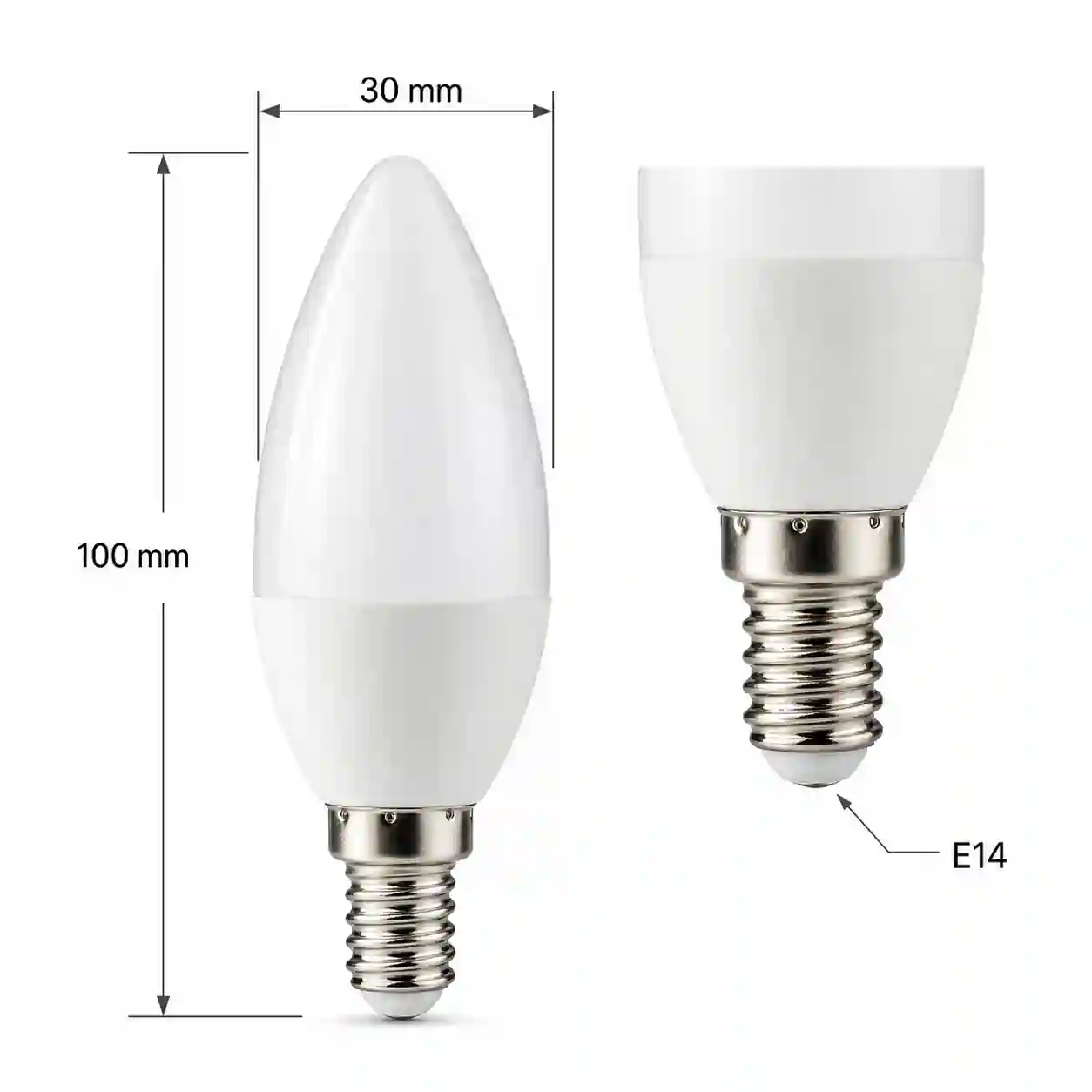 LED žárovka svíčka zezadu s paticí E14
